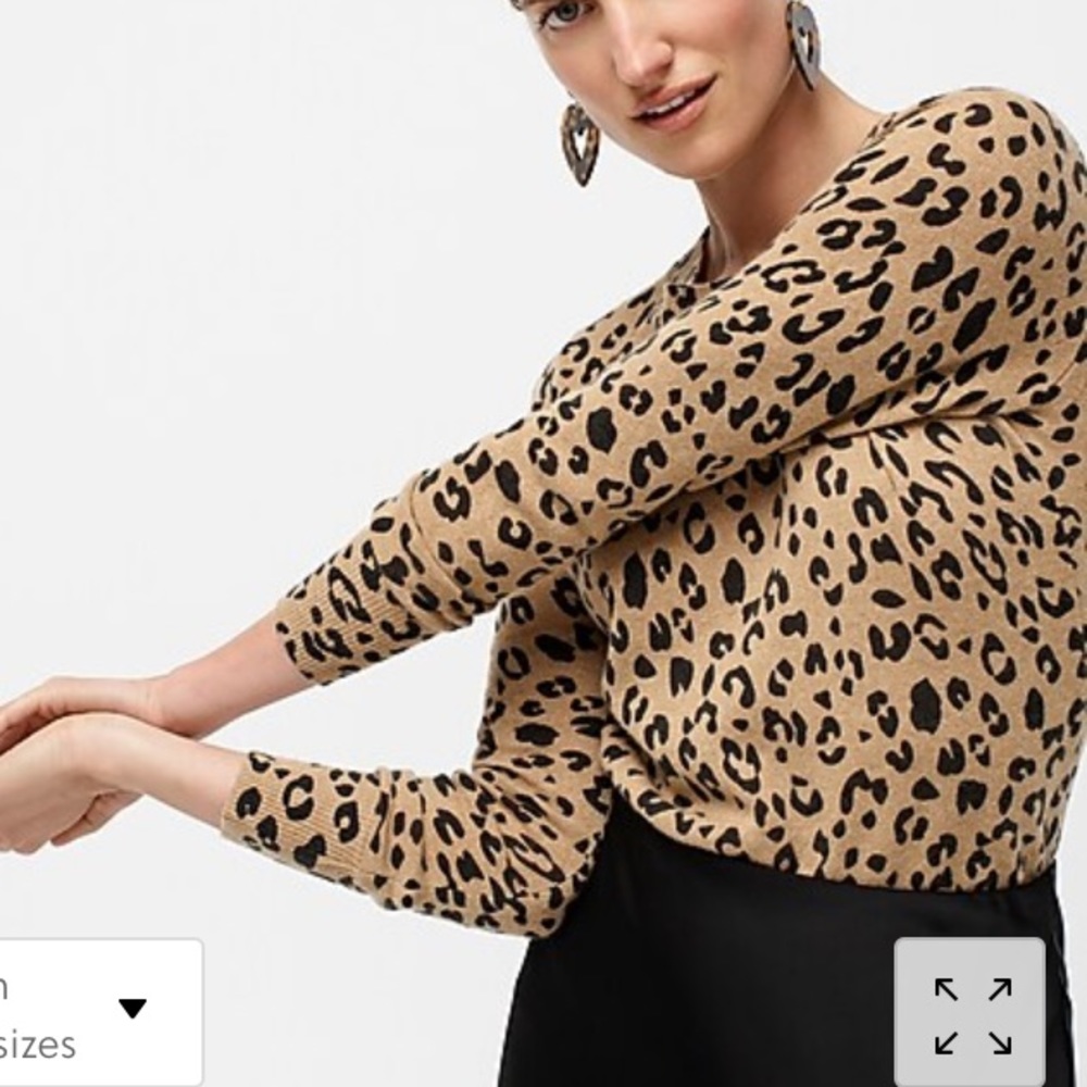J crew everyday cashmere crewneck sweater leopard